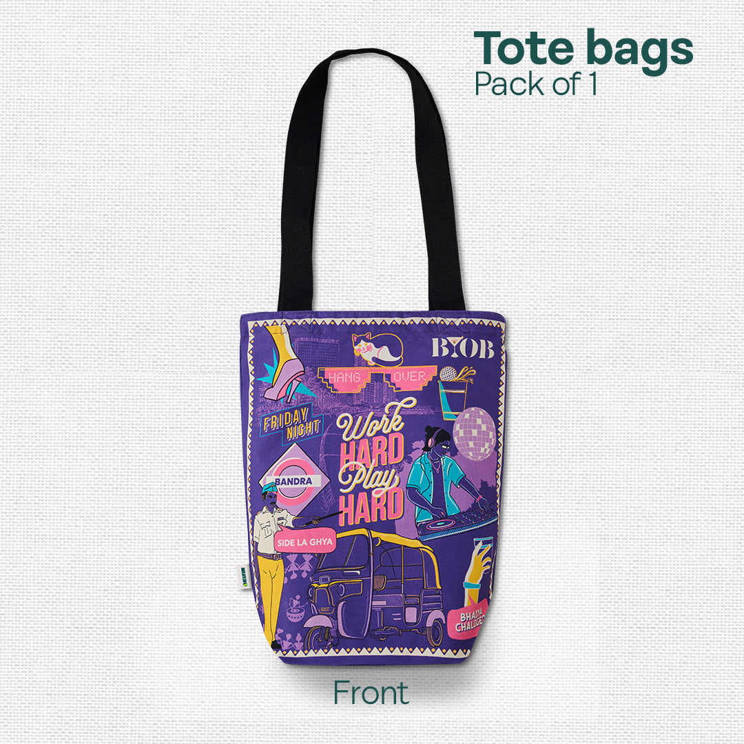 Hustler Bhidu! Canvas Tote Bag, 100% Organic Cotton, Pack of 1