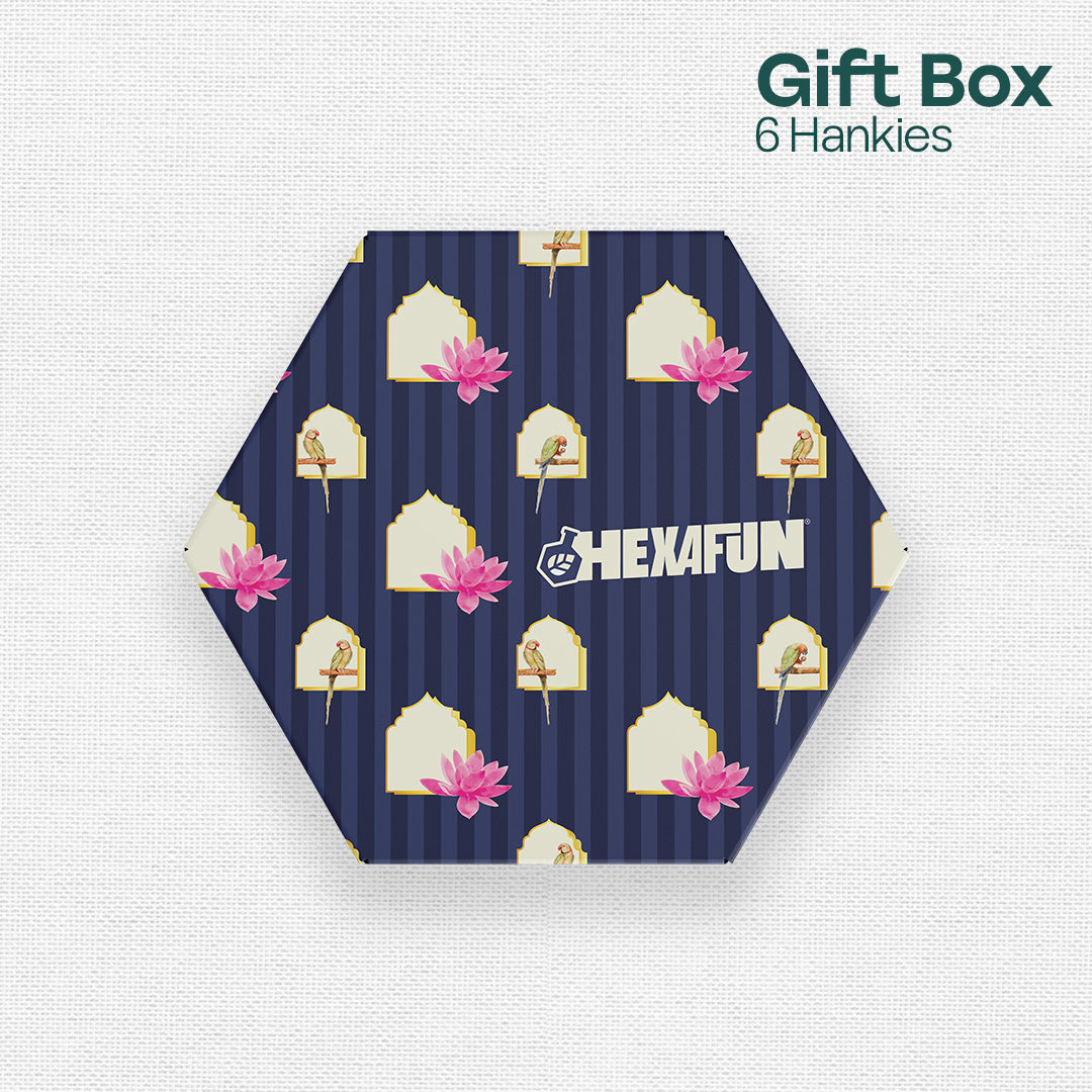 Bloomrang! Unisex Hankies, 100% Organic Cotton, Gift Box of 6