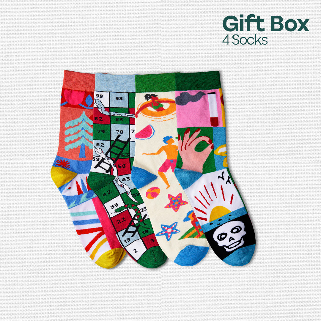 Bloomrang! Unisex Crew Length Socks, 100% Bamboo, Gift Box of 4