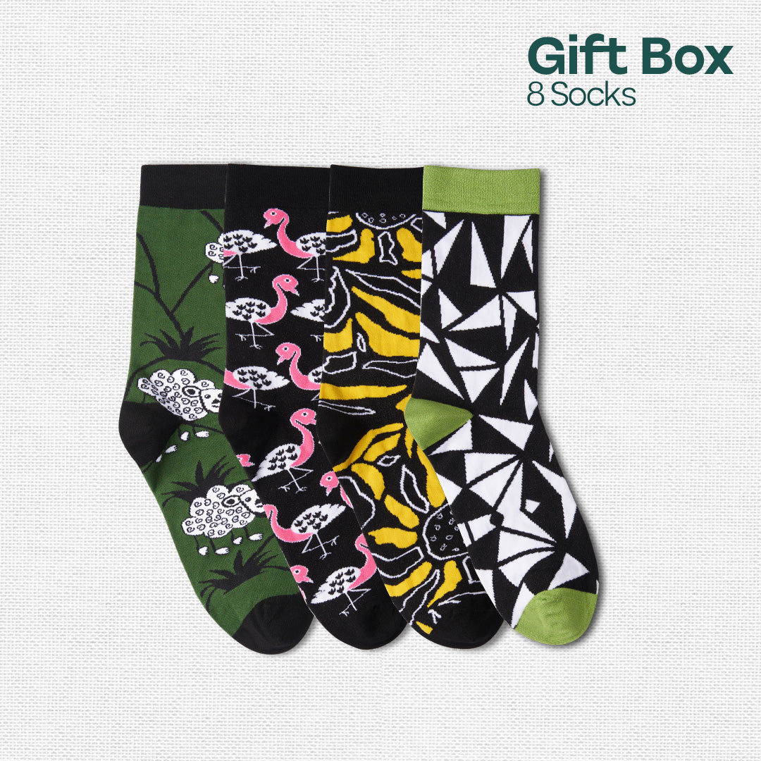 Banana Bunch! Unisex Crew Length Socks, 100% Bamboo, Gift Box of 8
