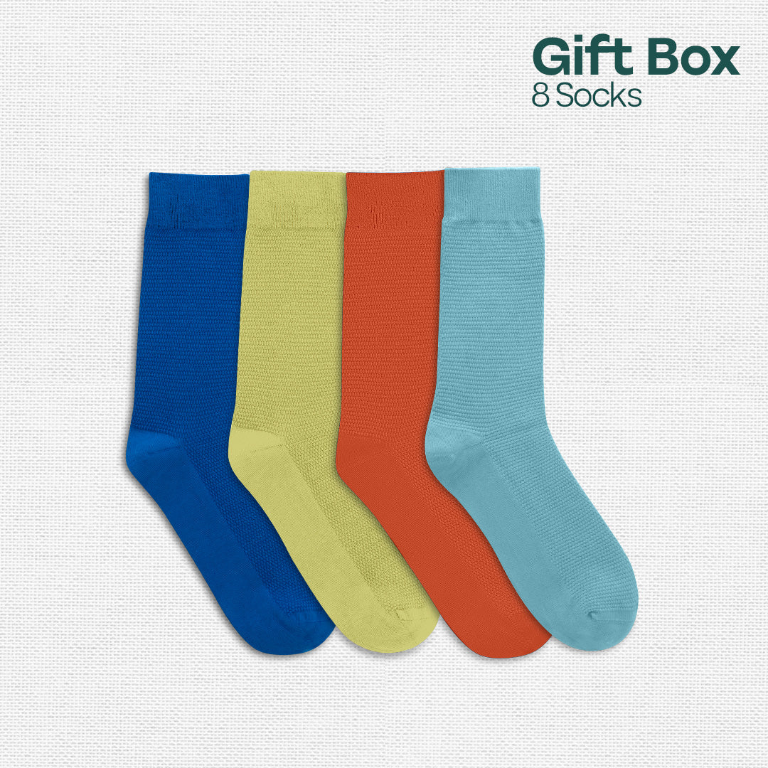 Glam & Glitter! Unisex Crew Length Socks, 100% Organic Cotton, Gift Box of 8