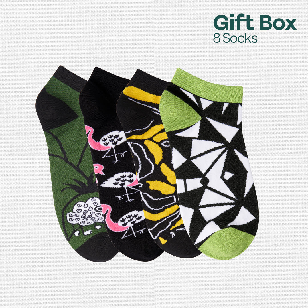 Banana Bunch! Unisex Ankle Length Socks, 100% Bamboo, Gift Box of 8