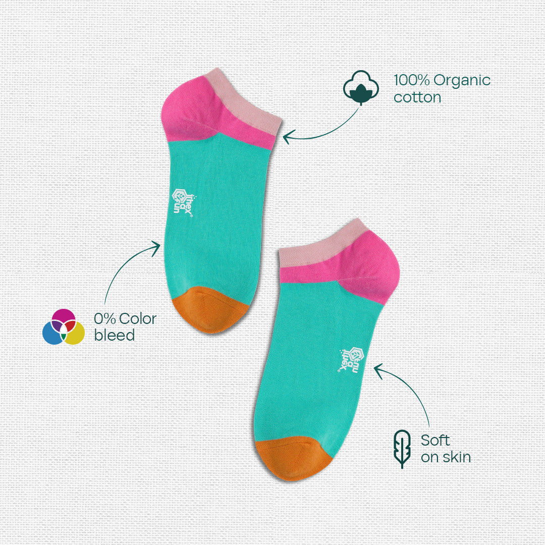 Bloomrang! Unisex Ankle Length Socks, 100% Organic Cotton, Gift Box of 4