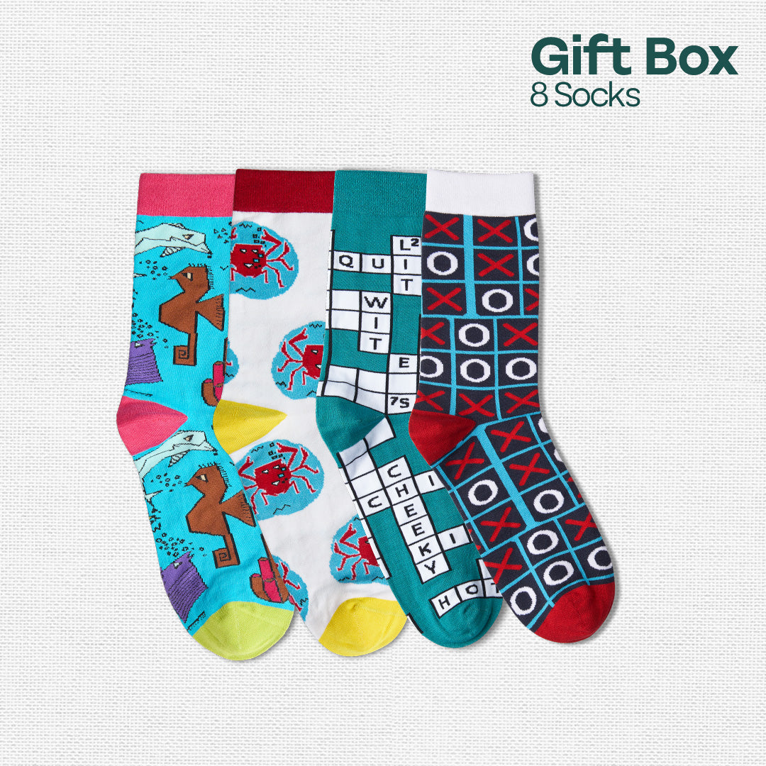 Banana Bunch! Unisex Crew Length Socks, 100% Bamboo, Gift Box of 8