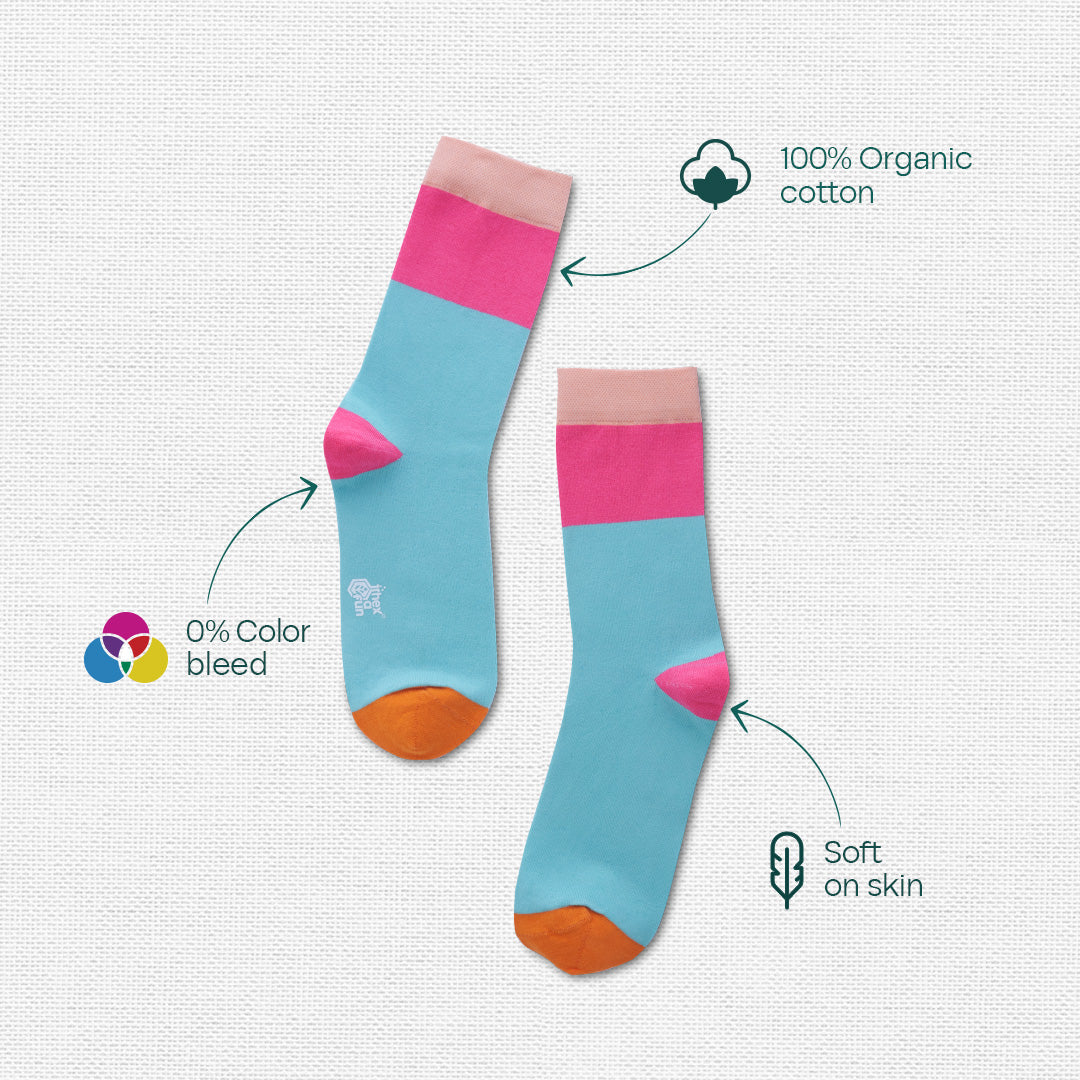 Bloomrang! Unisex Crew Length Socks, 100% Organic Cotton, Gift Box of 4