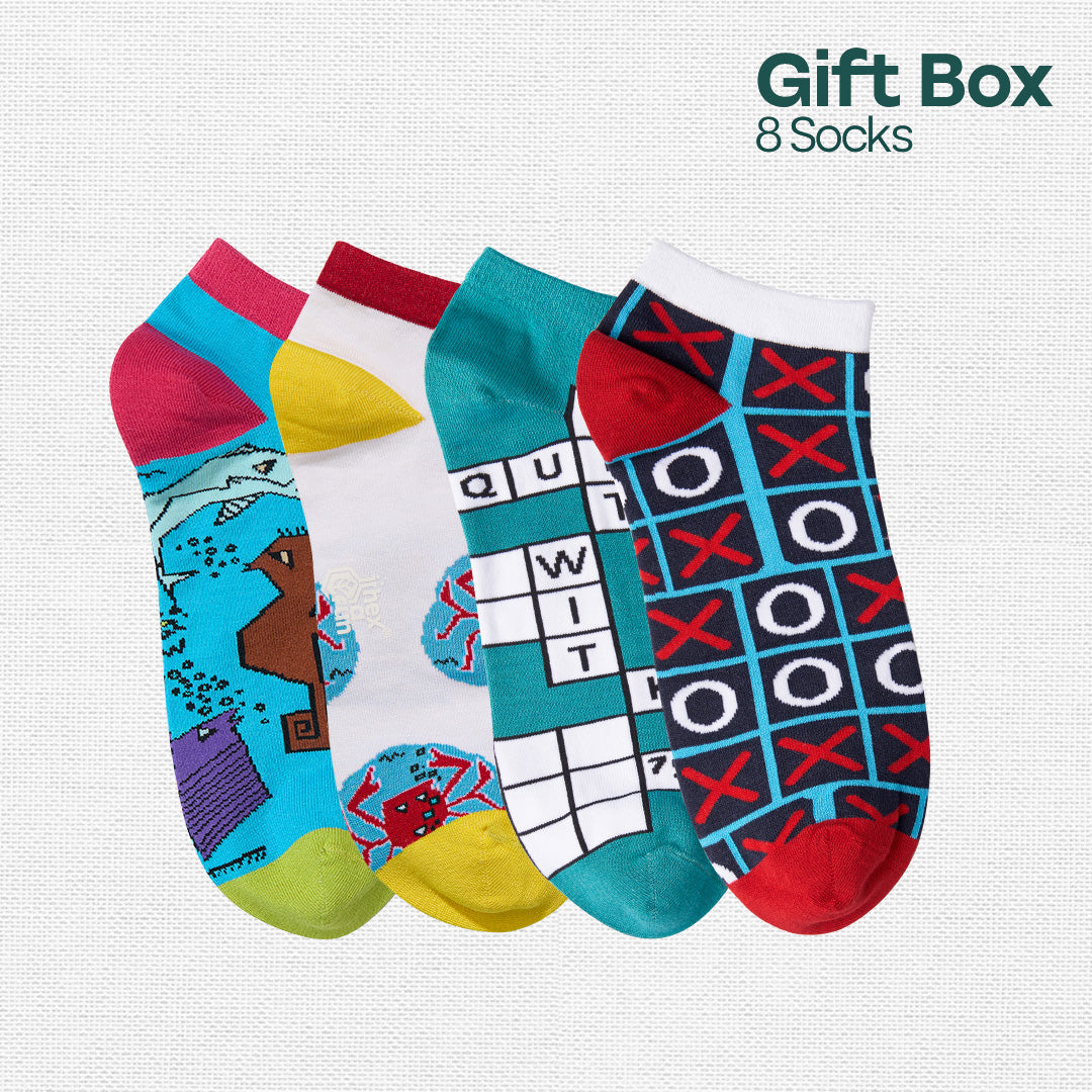 Banana Bunch! Unisex Ankle Length Socks, 100% Bamboo, Gift Box of 8