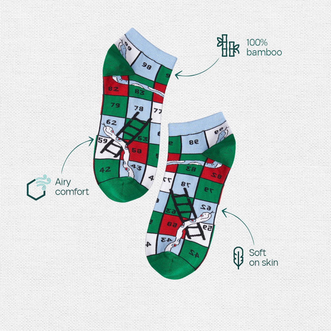 Bloomrang! Unisex Ankle Length Socks, 100% Bamboo, Gift Box of 4