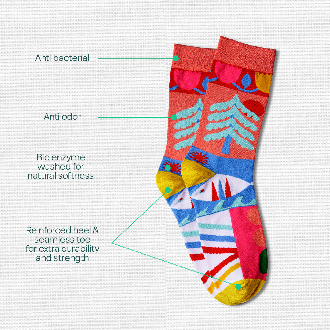 Bloomrang! Unisex Crew Length Socks, 100% Bamboo, Gift Box of 4