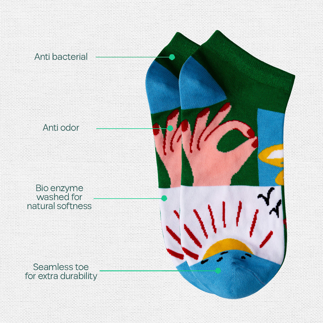 Bloomrang! Unisex Ankle Length Socks, 100% Bamboo, Gift Box of 4