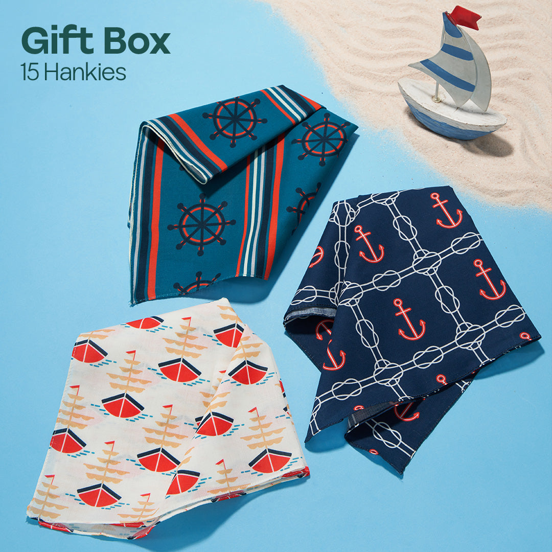 Banana Bunch! Unisex Hankies, 100% Organic Cotton, Gift Box of 15