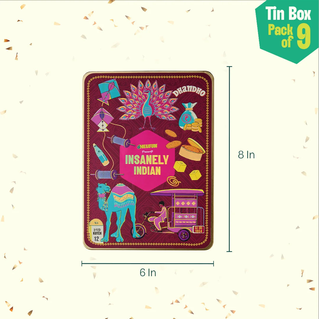 Majjama Mood Box! Tin Gift Box, 6 Hankies + 3 Socks, 100% Organic Cotton, Box of 9