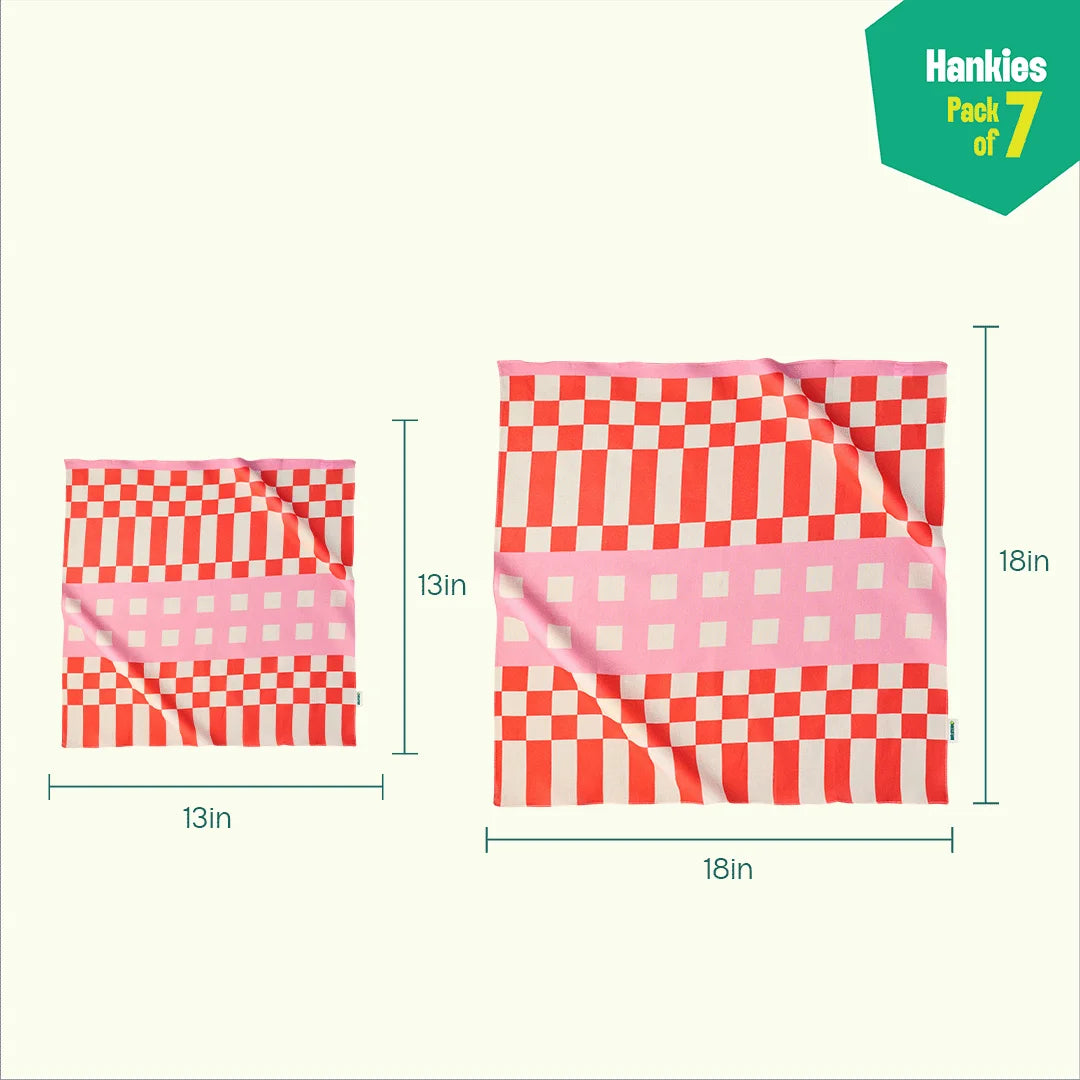 Geometric Invasion! Unisex Hankies, 100% Organic Cotton, Pack of 7