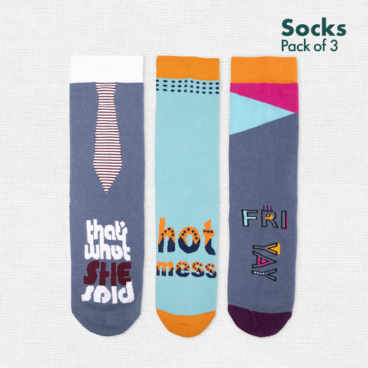Wordle Series 2! Unisex Socks, 100% Organic Cotton, Crew Length, Pack of 3