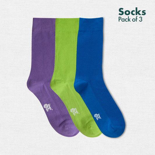 Northern Lights! Unisex Socks, 100% Organic Cotton, Crew Length, Pack of 3