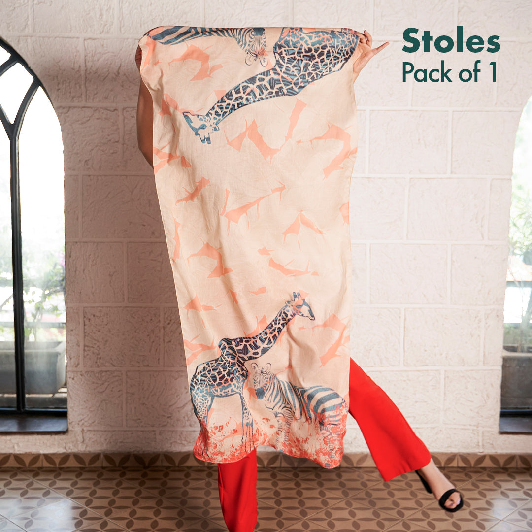 Jungle Book! Women's Stole, 100% Organic Cotton, Pack of 1