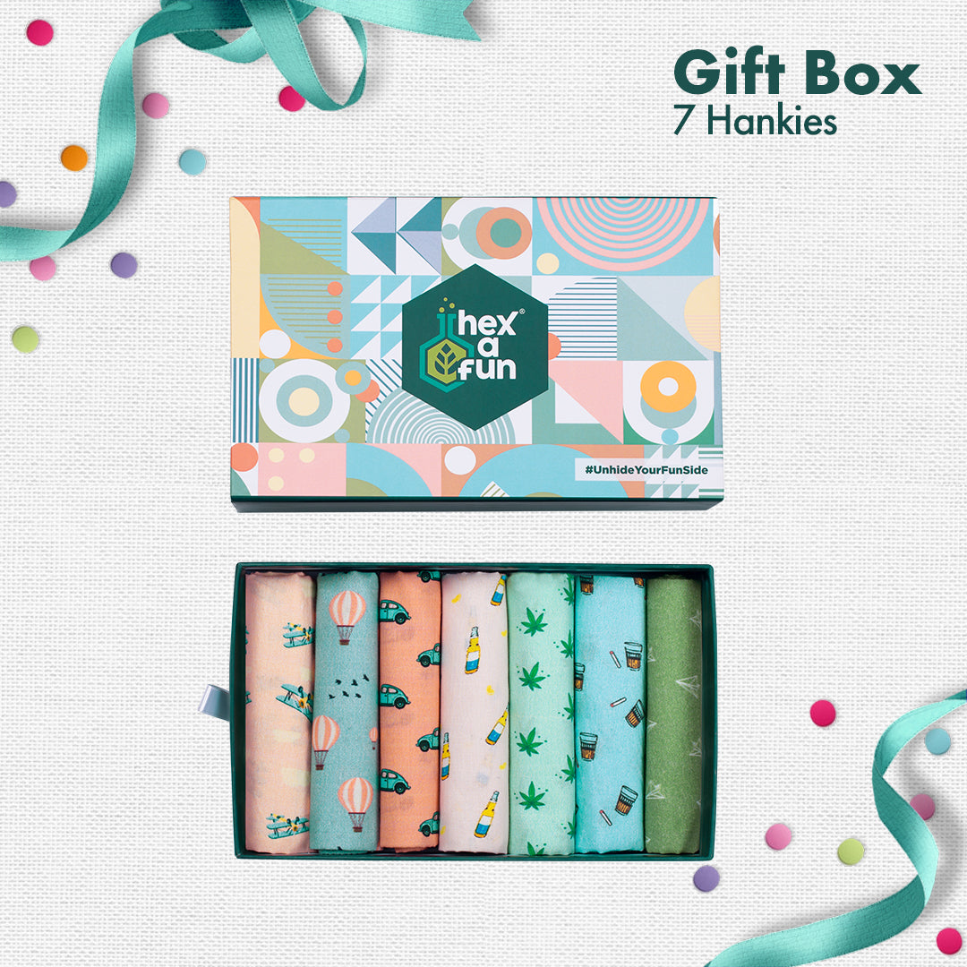 G.O.A.T! Gift Of All Times! Unisex Hankies, 100% Organic Cotton, Gift Box of 7