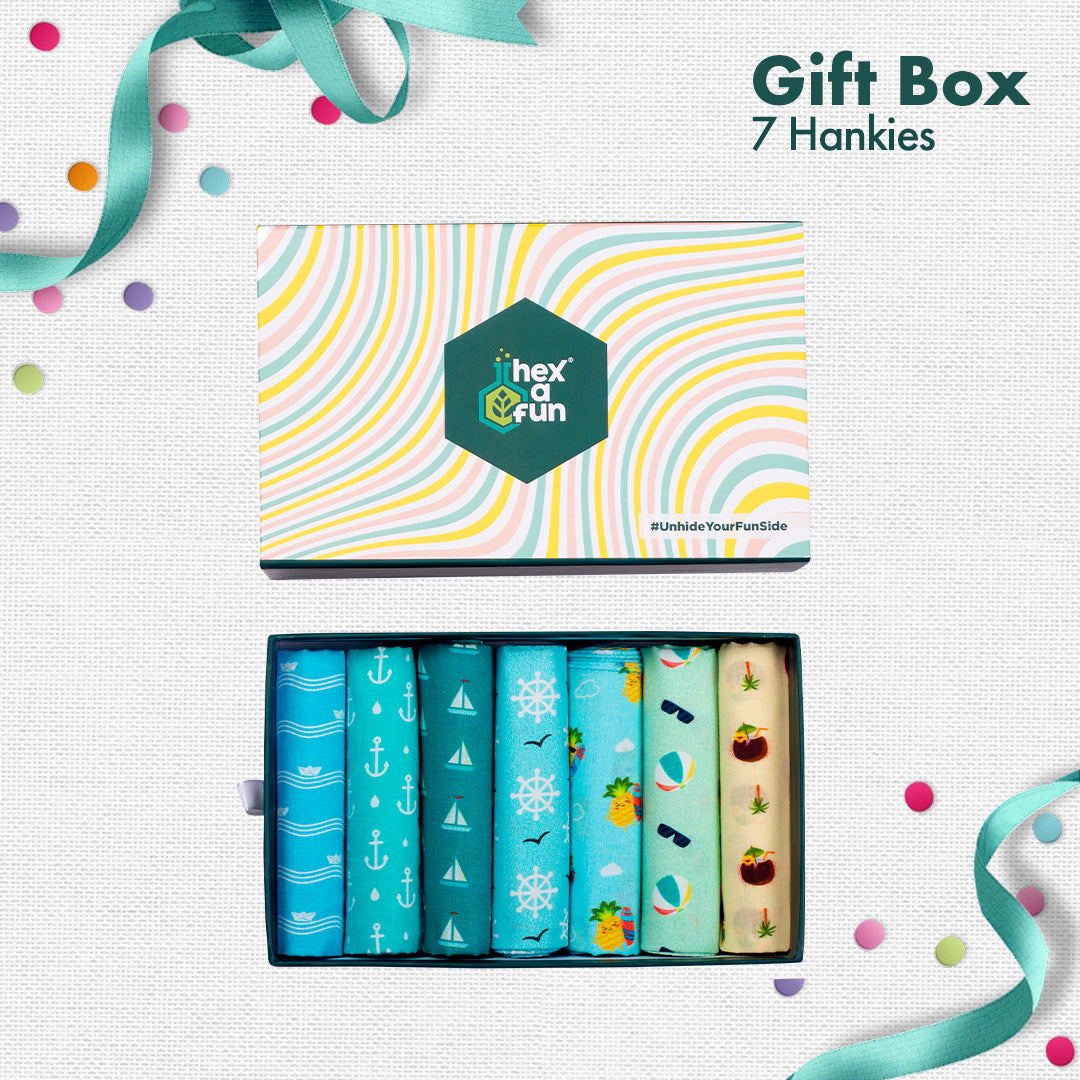 OMG! Oh My Gift! Unisex Hankies, 100% Organic Cotton, Gift Box of 7