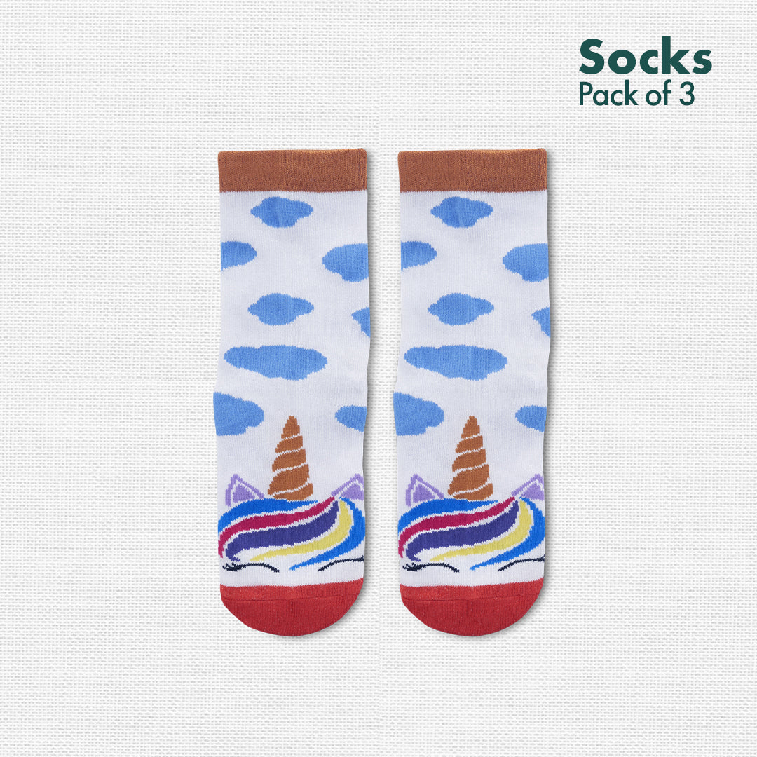 Fun Alert Ahead! Unisex Kid's Socks, 100% Bamboo, Crew Length, Pack of 3