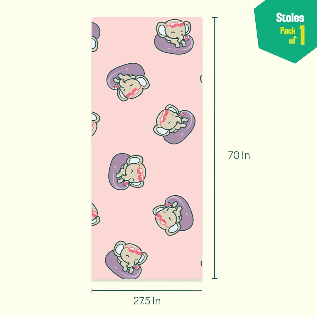 ETA! Elephant Time Of Arrival! Women's Stole, 100% Organic Cotton, Pack of 1