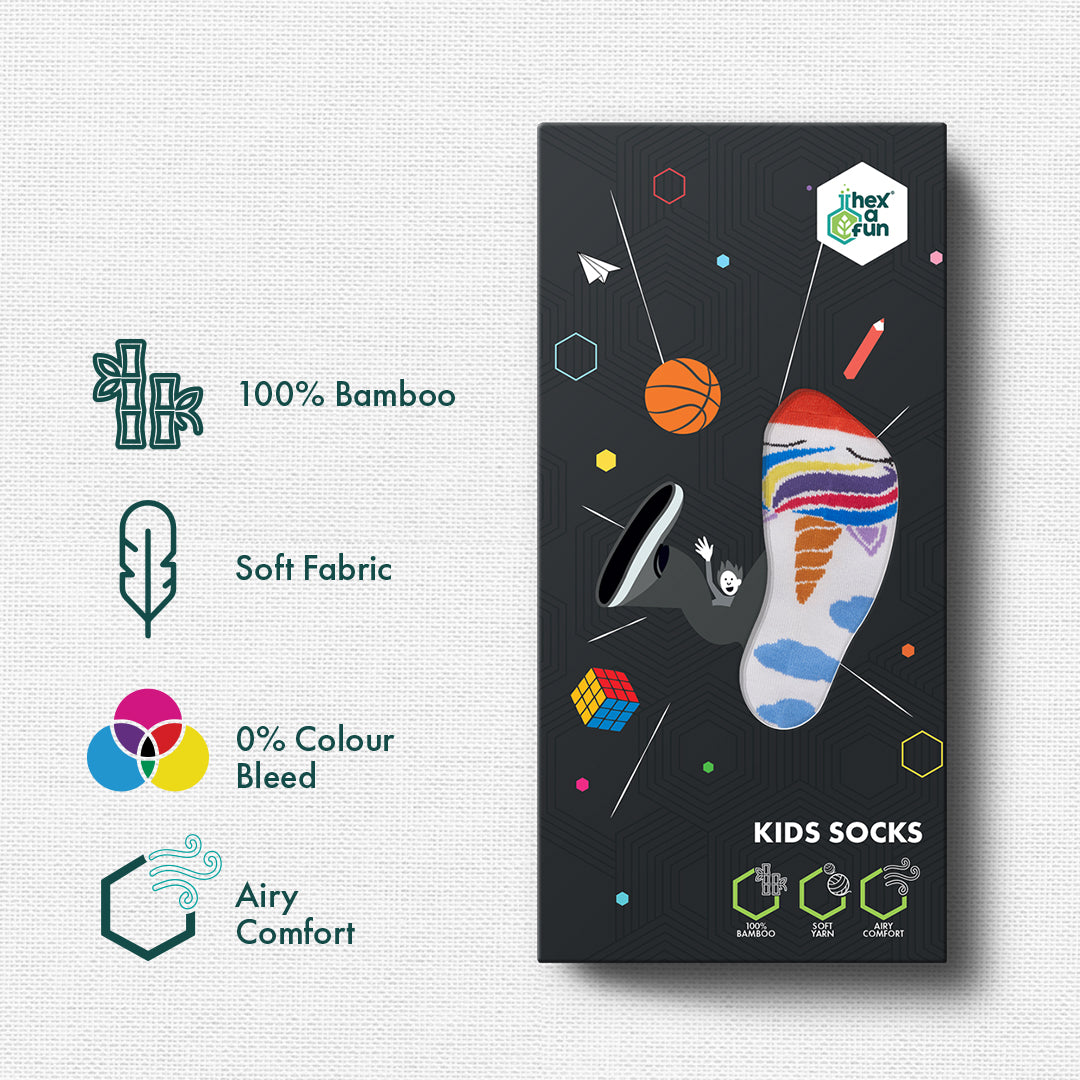 Fun Alert Ahead! Unisex Kid's Socks, 100% Bamboo, Crew Length, Pack of 3