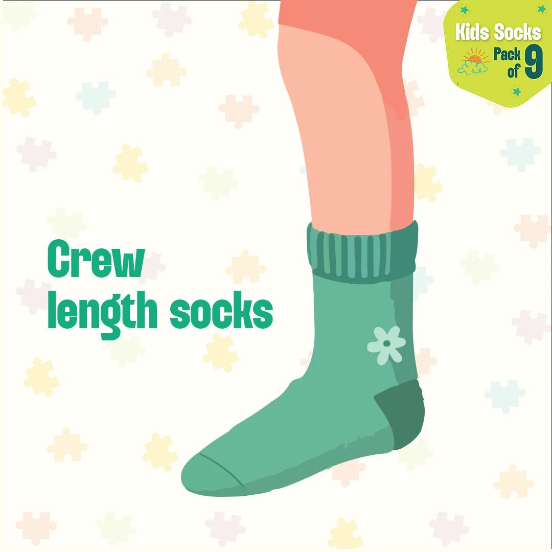 Snowflake Dance! Unisex Kid's Socks, 100% Bamboo, Crew Length, Pack of 9
