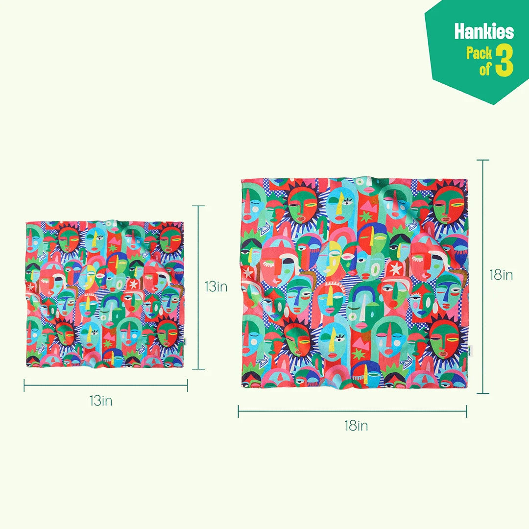 Illusion Trap! Unisex Hankies, 100% Organic Cotton, Pack of 3