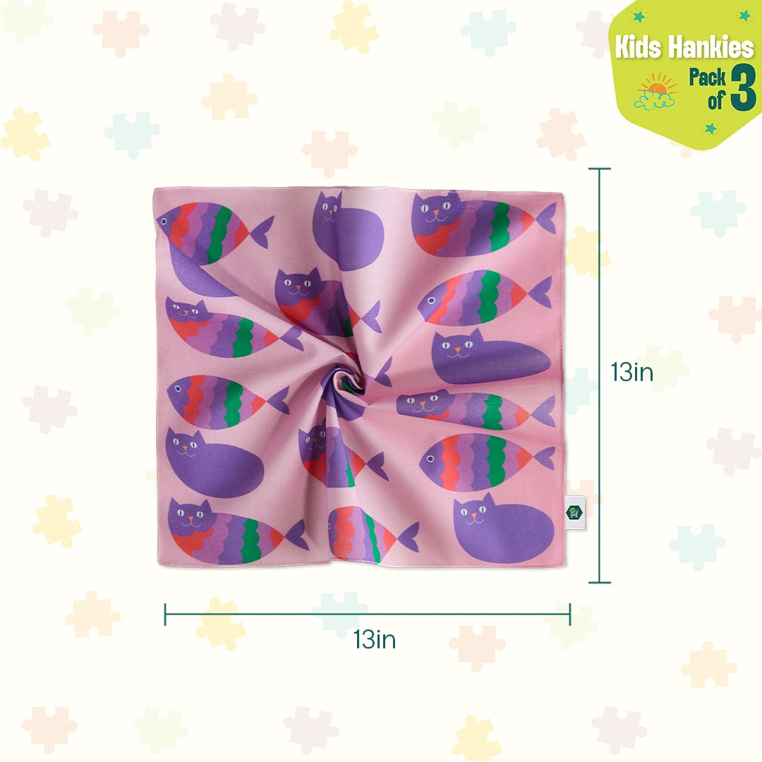 Lil Explores! Unisex Kid's Hankies, 100% Organic Cotton, Pack of 3