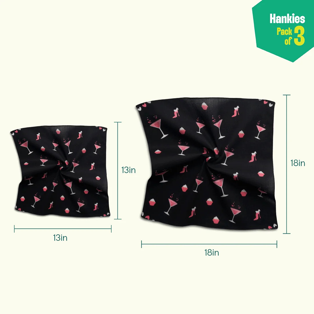Bachelorette Party! Unisex Hankies, 100% Organic Cotton, Pack of 3