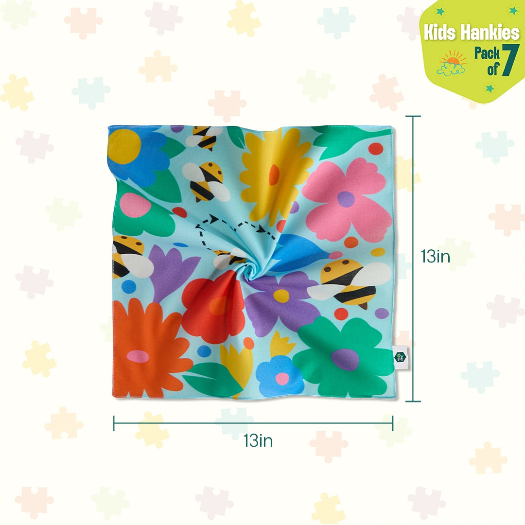 Crayon Fantasy! Unisex Kid's Hankies, 100% Organic Cotton, Pack of 7