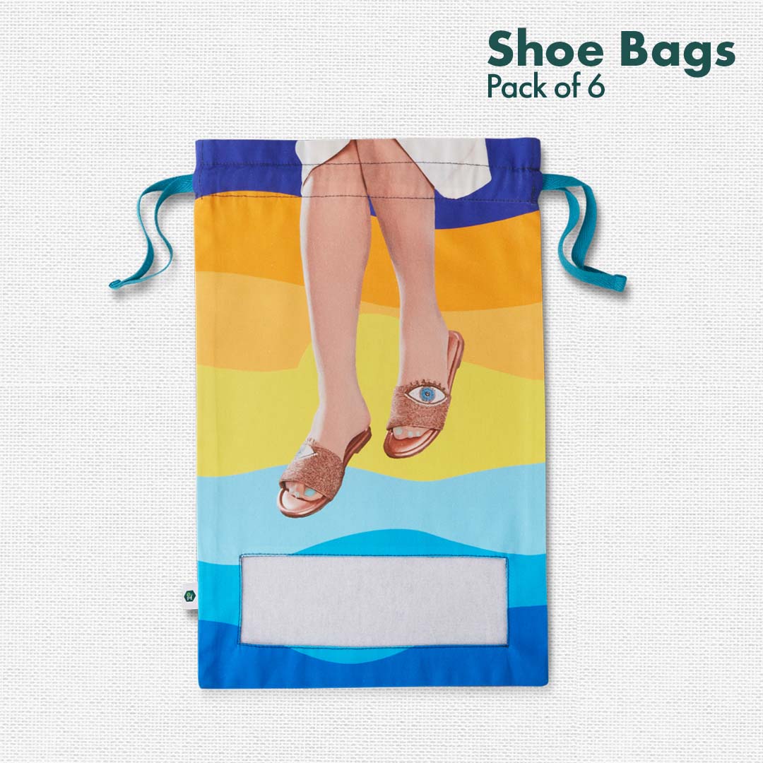 Girly Walks! Women's Shoe Bags, 100% Organic Cotton, Pack of 6