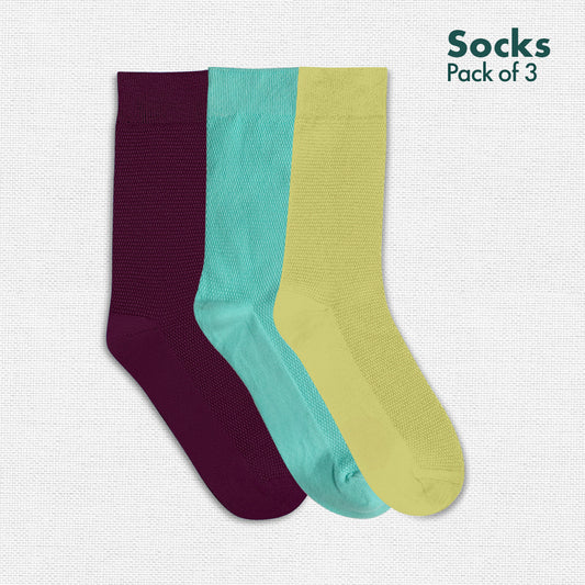 Flying Colors! Unisex Socks, 100% Organic Cotton, Crew Length, Pack of 3