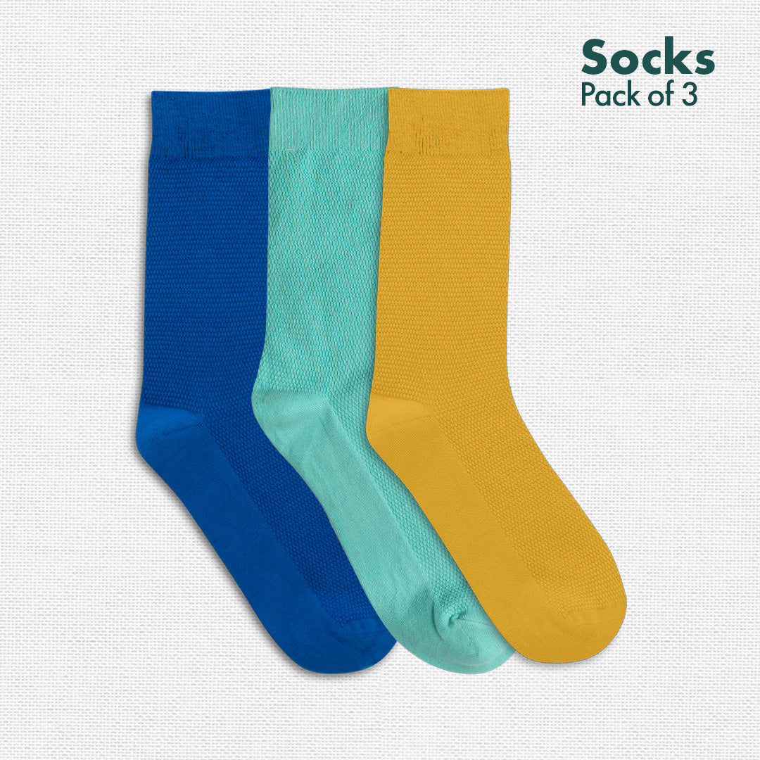 Sky-light! Unisex Socks, 100% Organic Cotton, Crew Length, Pack of 3