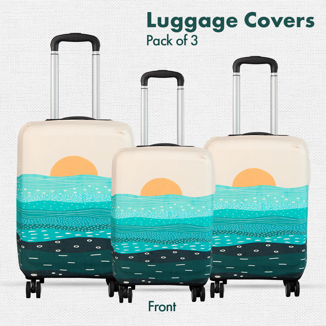 Shop Sunset Print Luggage Cover | Machine Washable & Easy Care - Pack