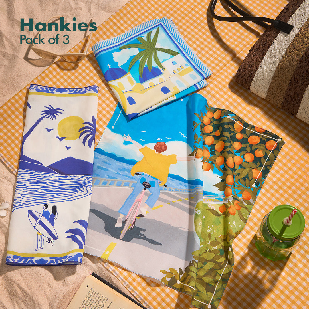 Tan Lines! Unisex Hankies, 100% Organic Cotton, Pack of 3