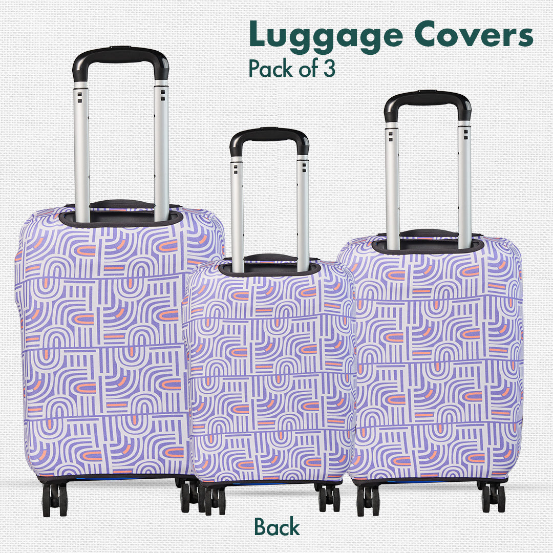 Travel Tango! Luggage Covers With Detachable Pouch, 100% Organic Cotton Lycra, Small+Medium+Large Sizes, Pack of 3
