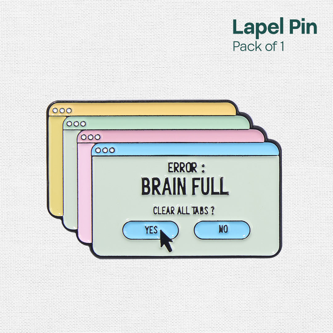 Error: Brain Full! Lapel Pins, Pack Of 1