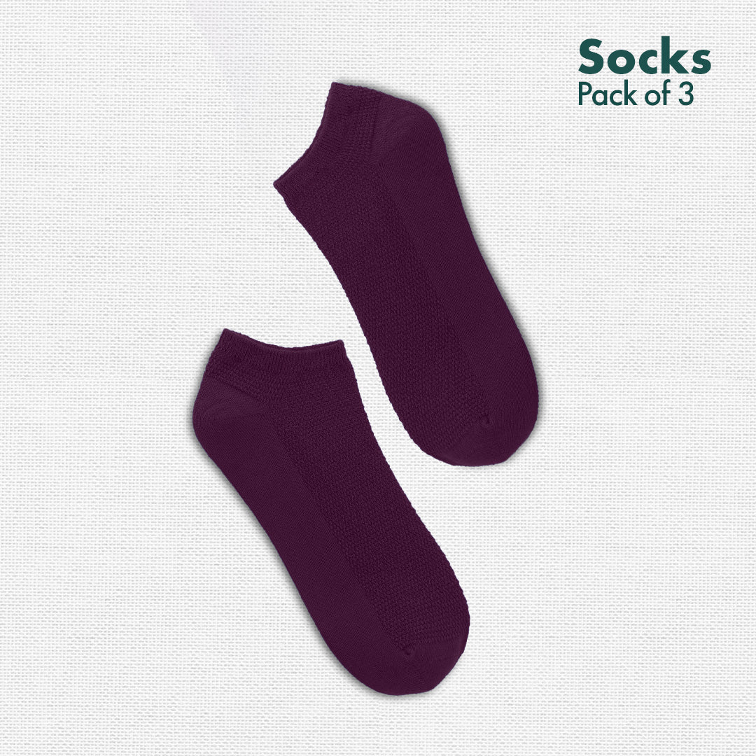 Flying Colors! Unisex Socks, 100% Organic Cotton, Ankle Length, Pack of 3