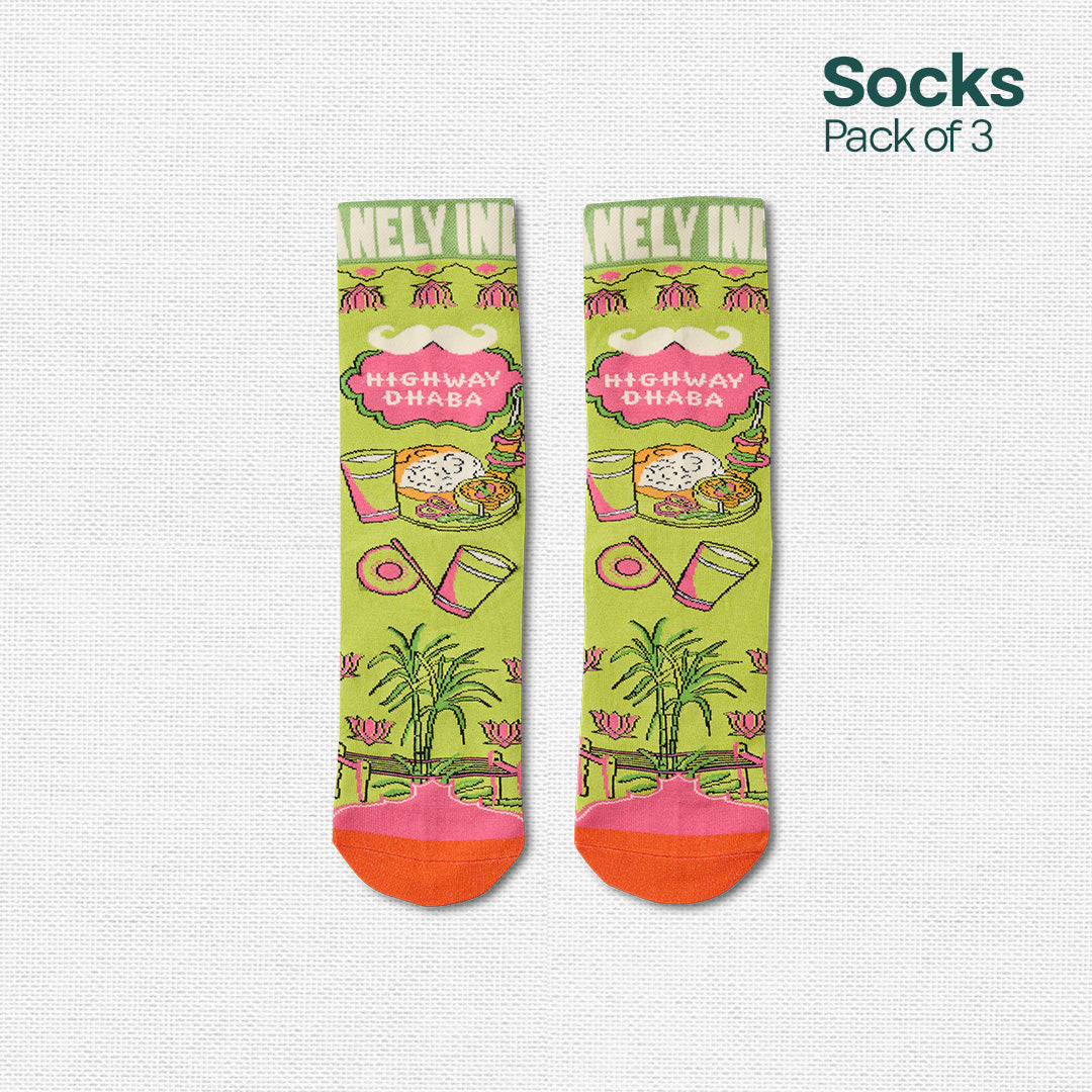 Insanely Punjab Feets! Unisex Socks, 100% Organic Cotton, Crew Length, Pack of 3