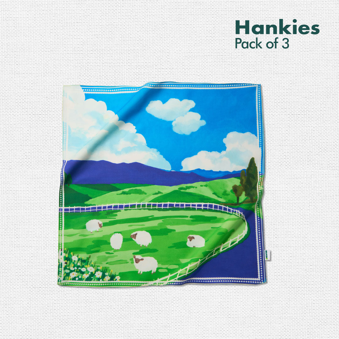 Tropical Tease! Unisex Hankies, 100% Organic Cotton, Pack of 3