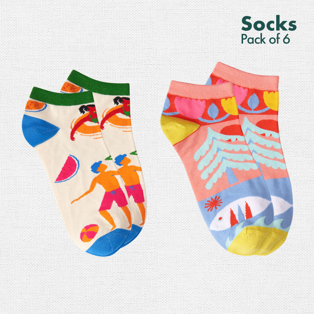 Strike A Pose! Unisex Socks, 100% Bamboo, Ankle Length, Pack of 6