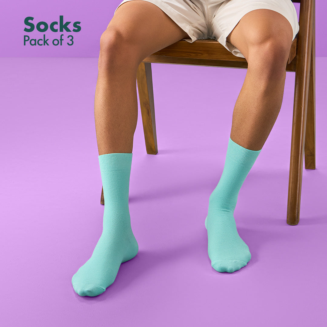 Sky-light! Unisex Socks, 100% Organic Cotton, Crew Length, Pack of 3