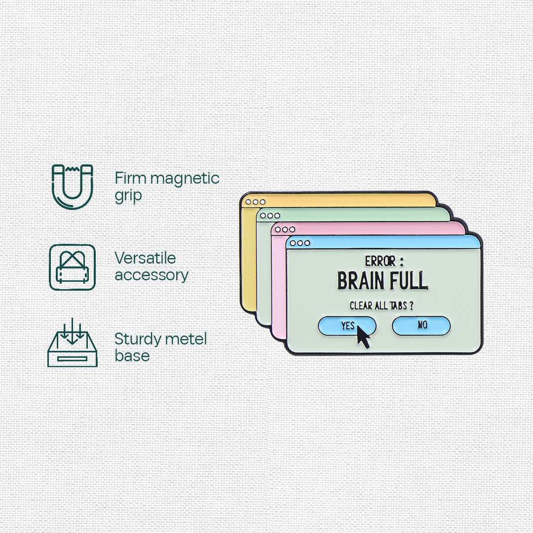 Error: Brain Full! Lapel Pins, Pack Of 1