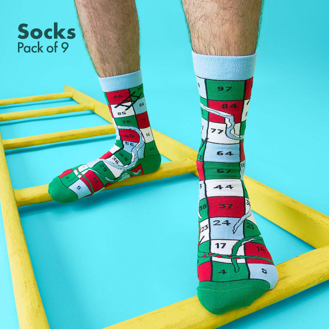 Color Me Cray! Unisex Socks, 100% Bamboo, Crew Length, Pack of 9