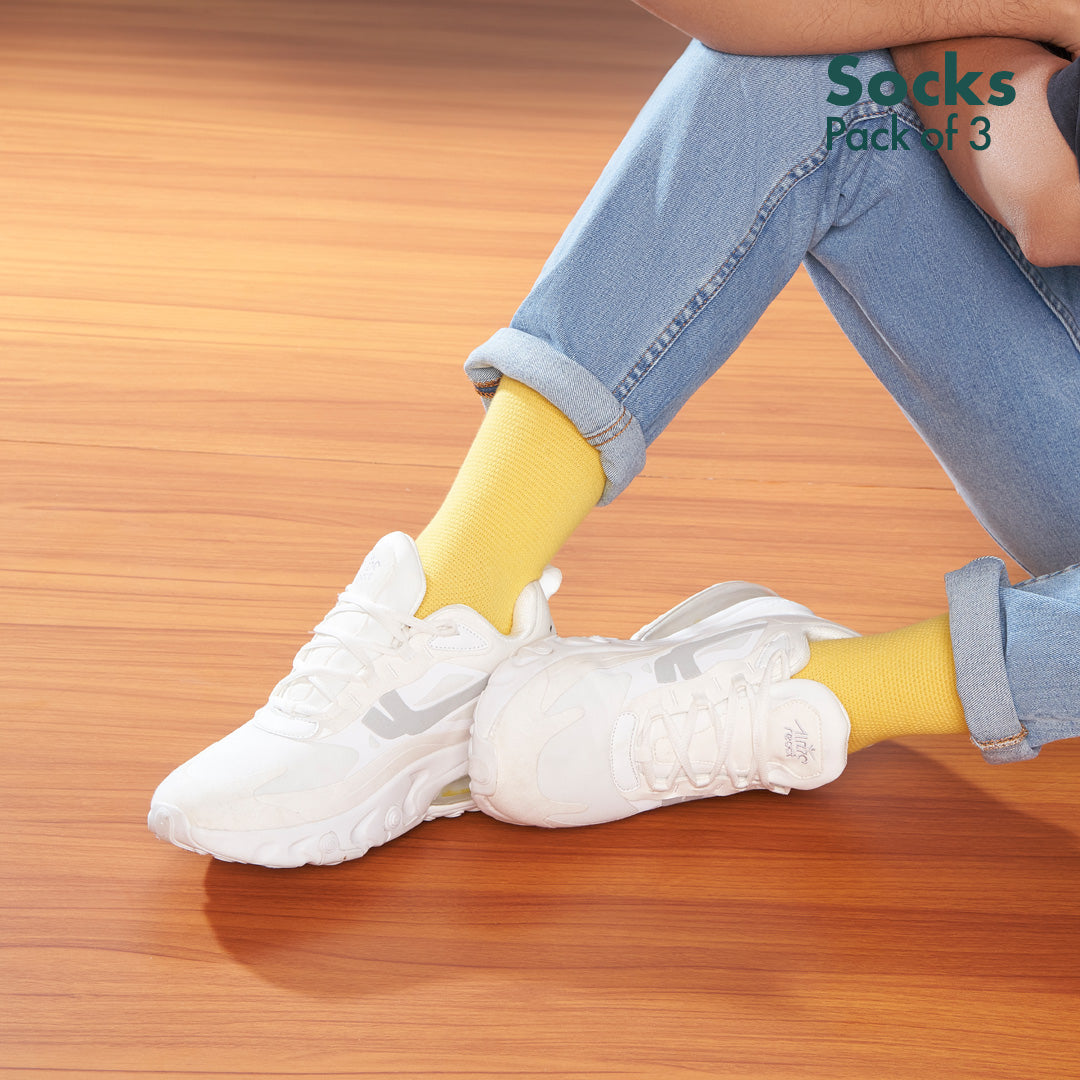 Sky-light! Unisex Socks, 100% Organic Cotton, Crew Length, Pack of 3