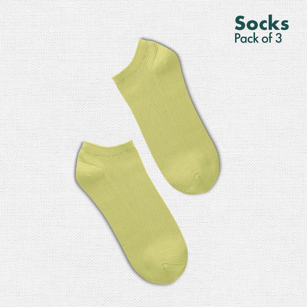 Flying Colors! Unisex Socks, 100% Organic Cotton, Ankle Length, Pack of 3