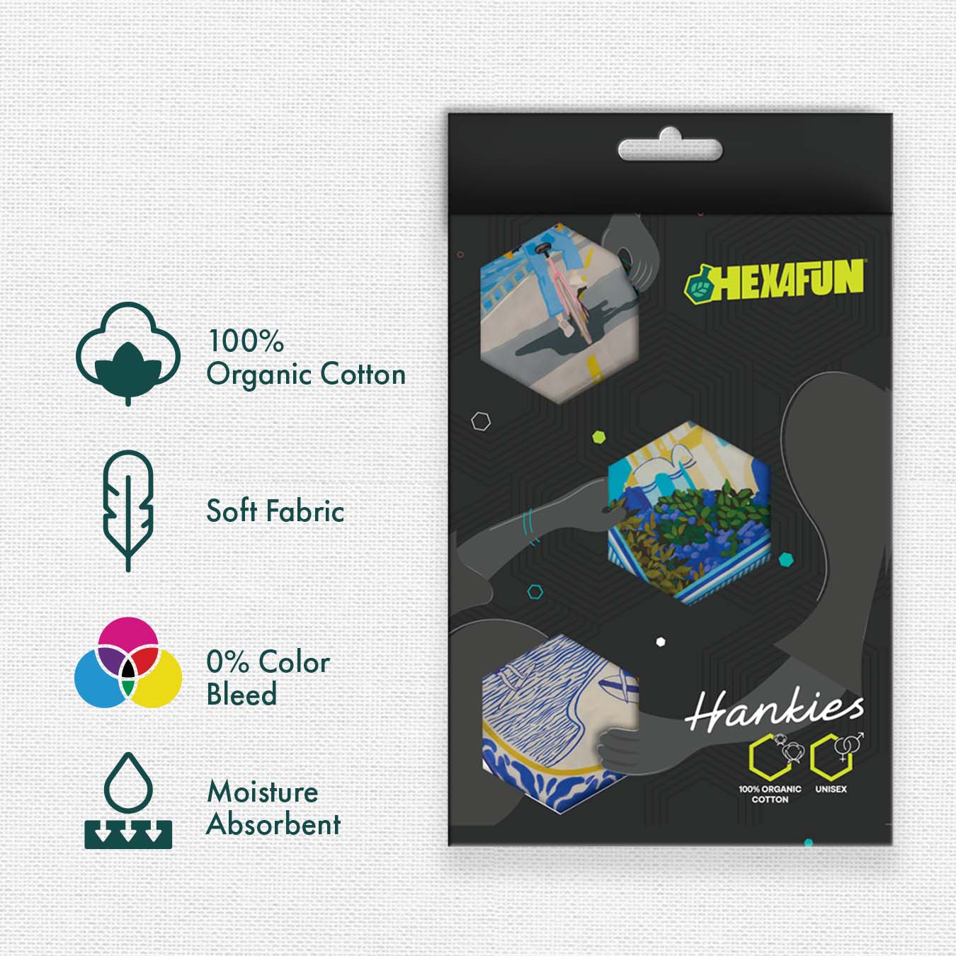 Summer Slay! Unisex Hankies, 100% Organic Cotton, Pack of 9