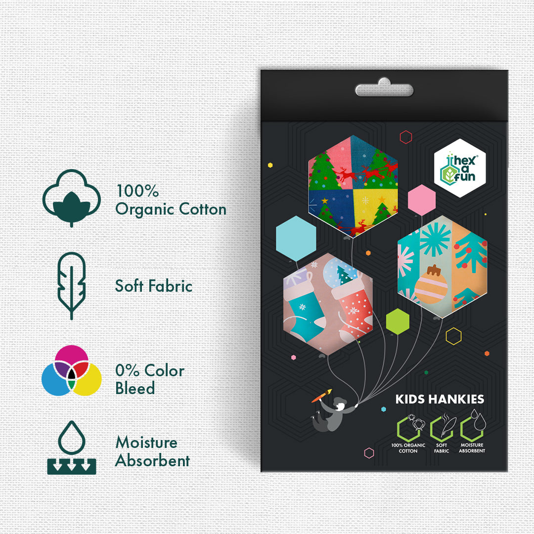 Sant-astic! Unisex Kid's Hankies, 100% Organic Cotton, Pack of 3