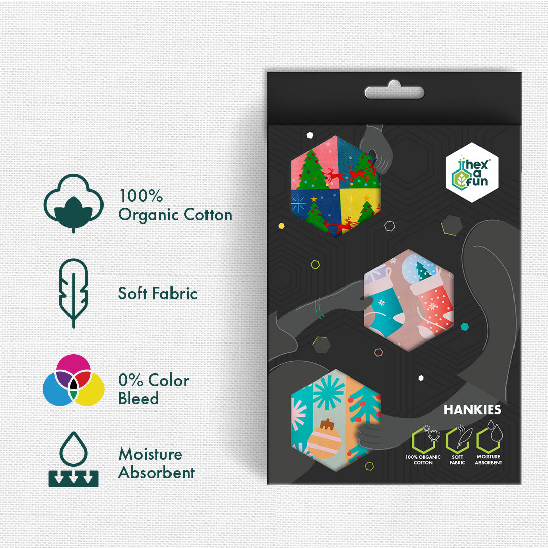 Sant-astic! Unisex Hankies, 100% Organic Cotton, Pack of 3