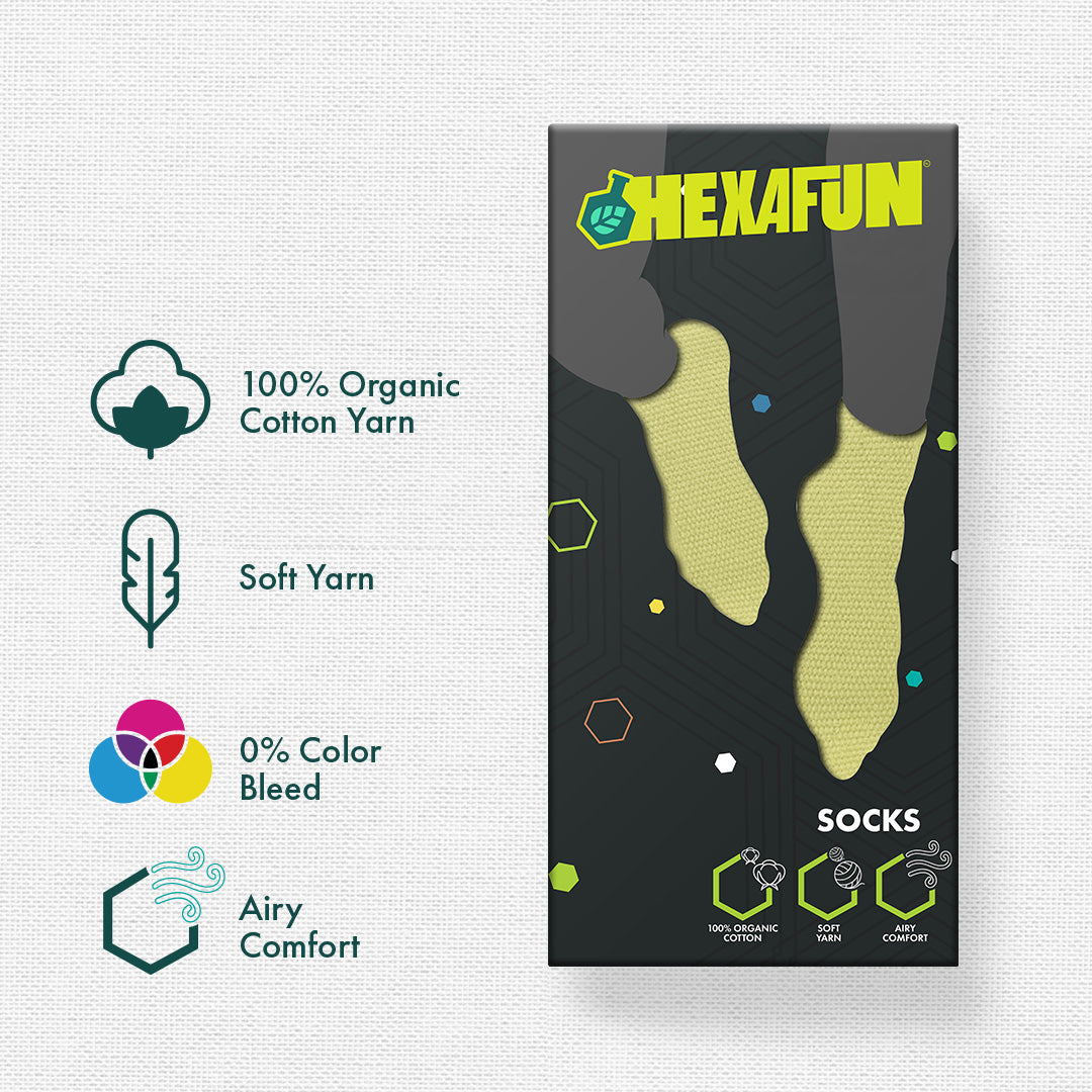 Flying Colors! Unisex Socks, 100% Organic Cotton, Crew Length, Pack of 3