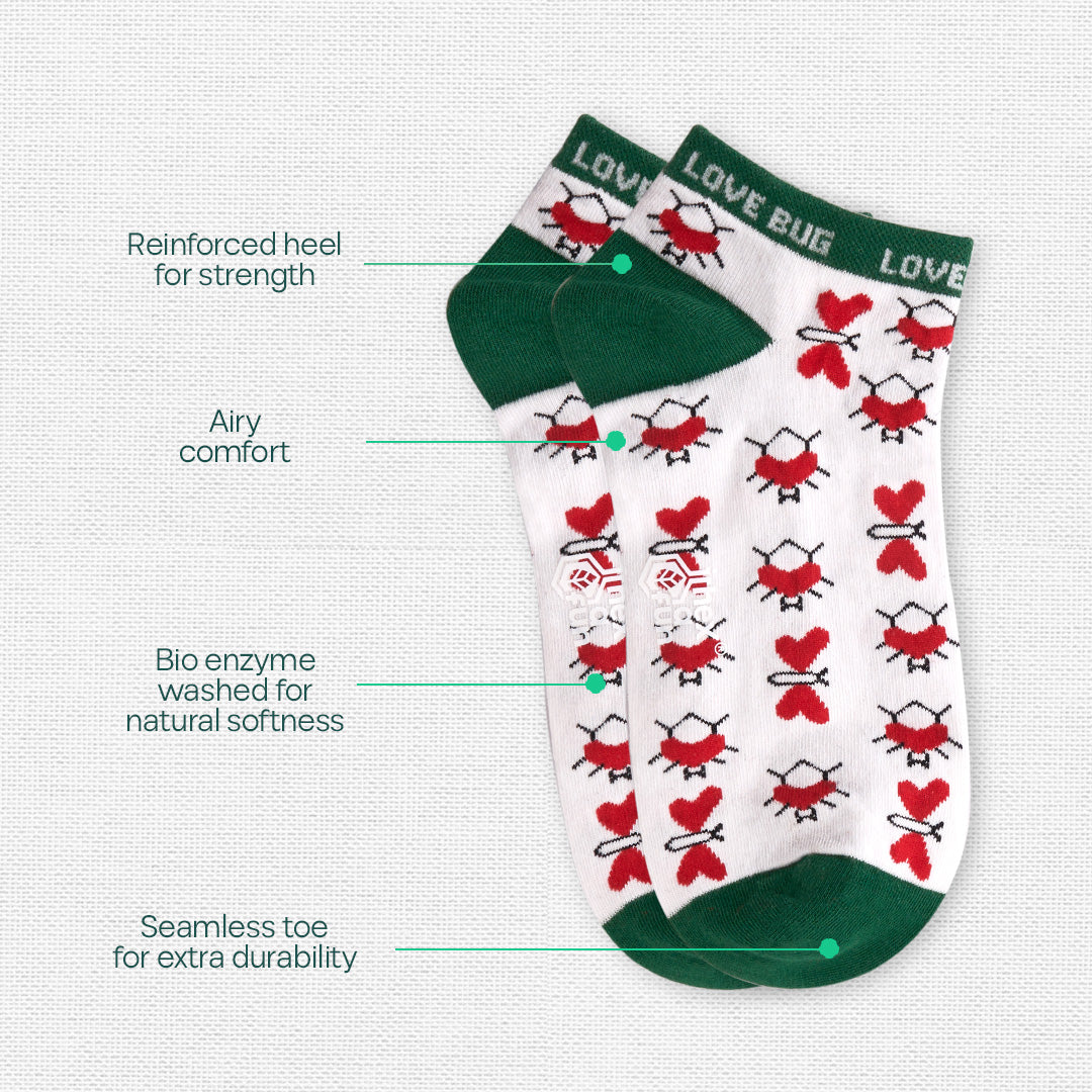 Love Triangle! Unisex Socks, 100% Organic Cotton, Ankle Length, Pack of 3